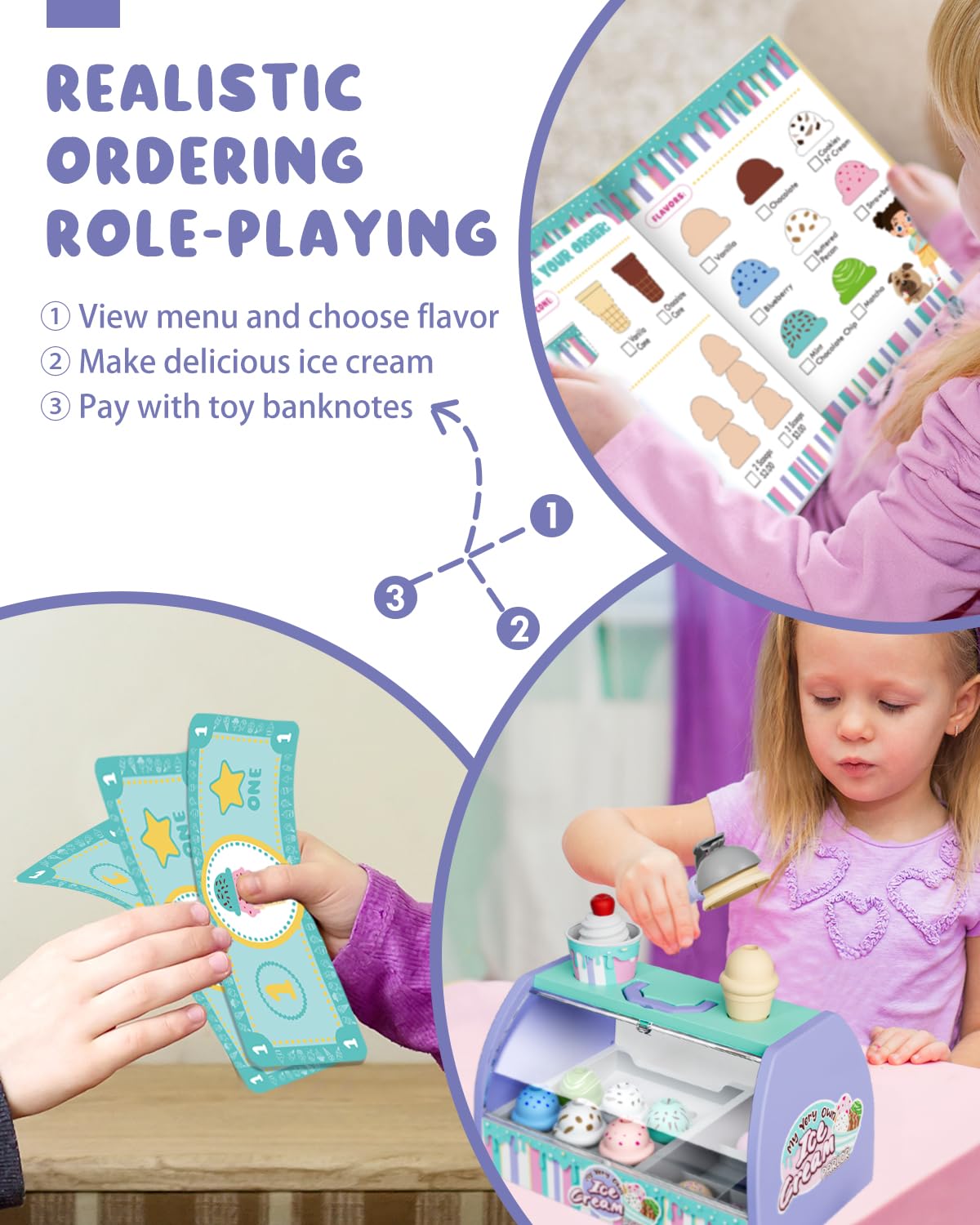 Lehoo Castle Ice Cream Toys for Toddlers 3-5, Toys for 3 4 Year Old Girls, Play Ice Cream Counter Shop Playset for Kids, Gift fo