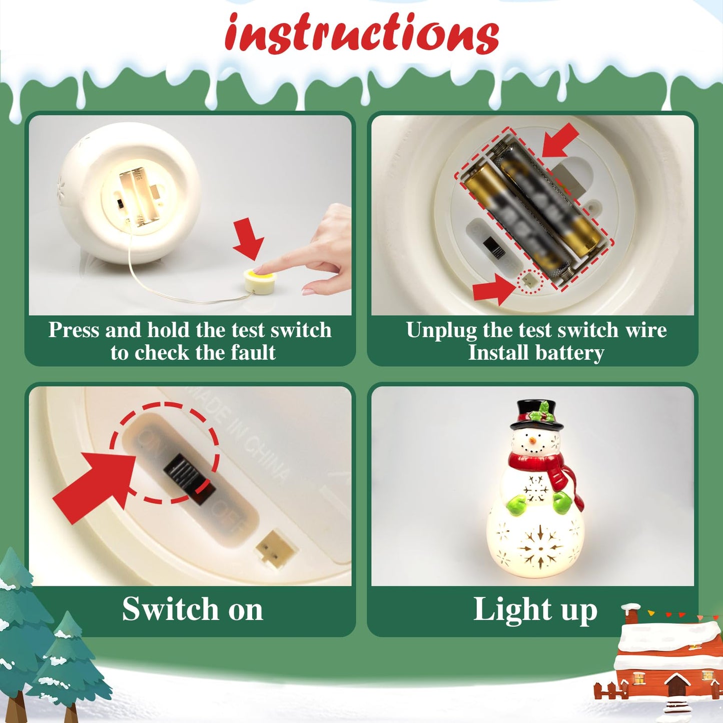 Lihome Snowman Decorations - Led Ceramic Snowman Christmas Decorations For Bedroom Unique Gifts For Mom Grandma