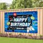 Game Happy Birthday Backdrop Decorations Blue Game Happy Birthday Banner Level Up Gaming Birthday Photo Background For Home Indo
