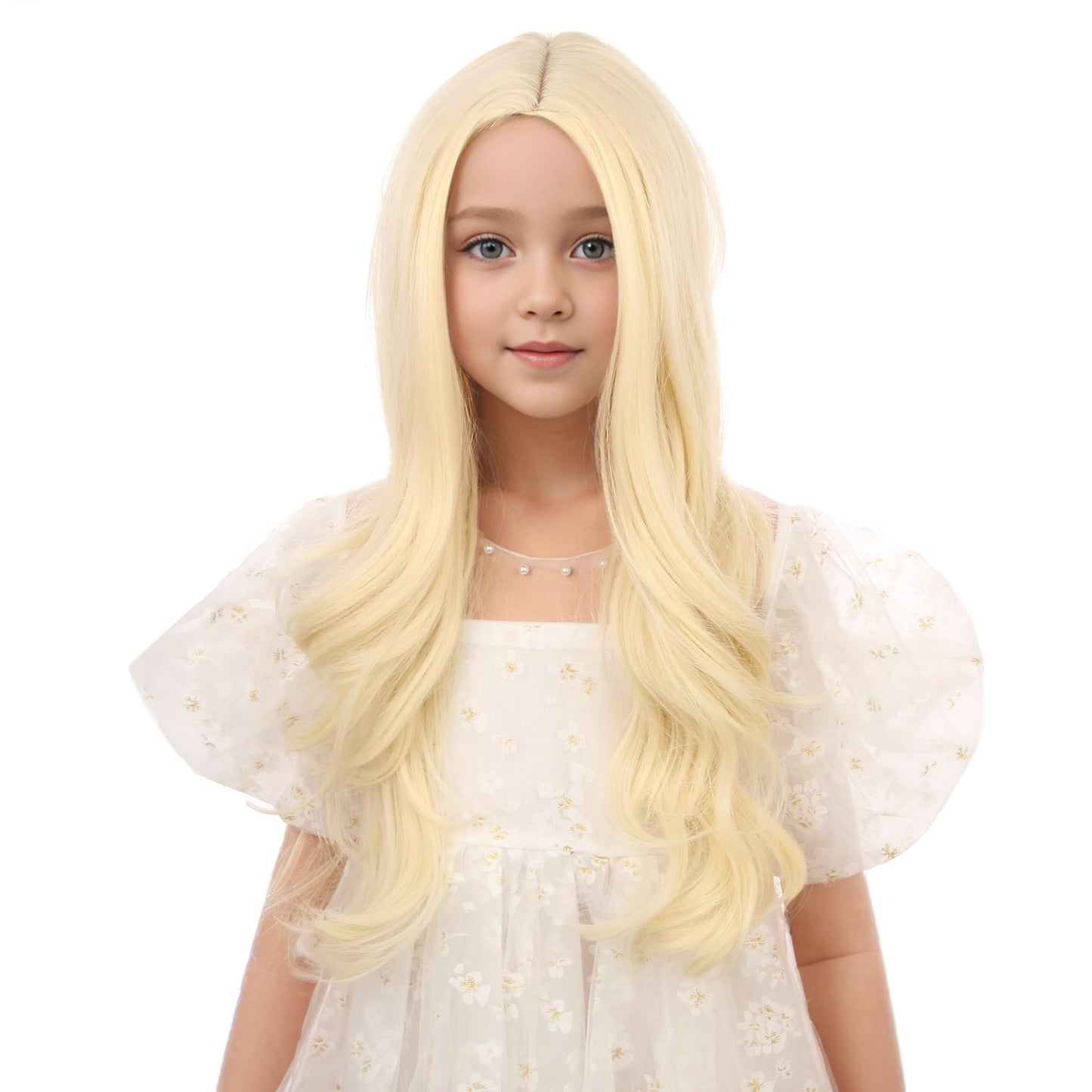Duduwig Long Light Blonde Wigs For Girls Kids Long Wavy Curly Wig Light Blonde Middle Part Wigs For Child Synthetic Wig With Hai