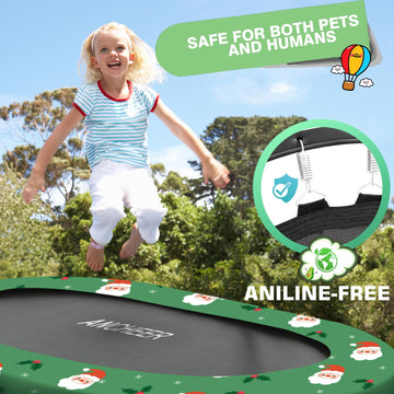 Ancheer 56'' Double Kids Trampoline With Adjustable Handlebar, 220Lbs Capacity - Indoor/Outdoor Foldable Jumper For 2+ Users (As