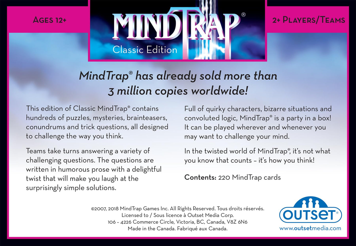 Outset Media Mindtrap Classic Edition Game - Puzzles & Mysteries, Tin, Black, Ages 12+ - Model 37090