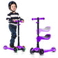 Lascoota 2-In-1 Kids Kick Scooter, Adjustable Height Handlebars And Removable Seat, 3 Led Lighted Wheels And Anti-Slip Deck, For