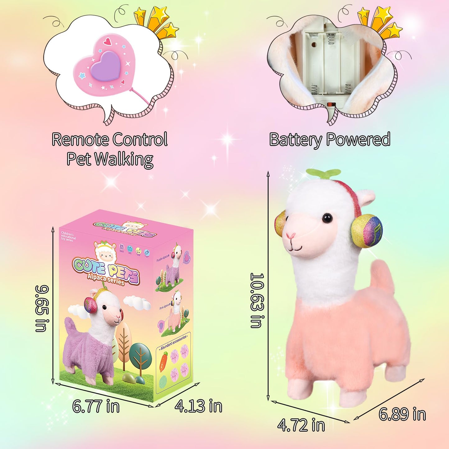 Bilinott Walking Alpaca For Kids, Touch And Voice Controlled Remote Control Animal With Leash, Interactive Toy Pet That Can Walk