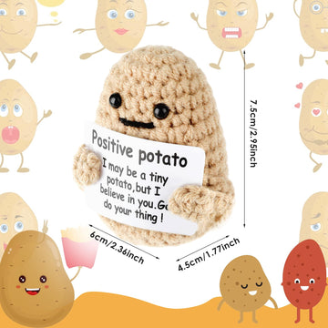 Grevosea Mini Funny Knitted Potato Doll, 3 Inch Cute Wool Crochet Potato Doll With Active Card, Cheer Up Gifts For Christmas, Birthday, Friends, Party Decoration, Encouragement