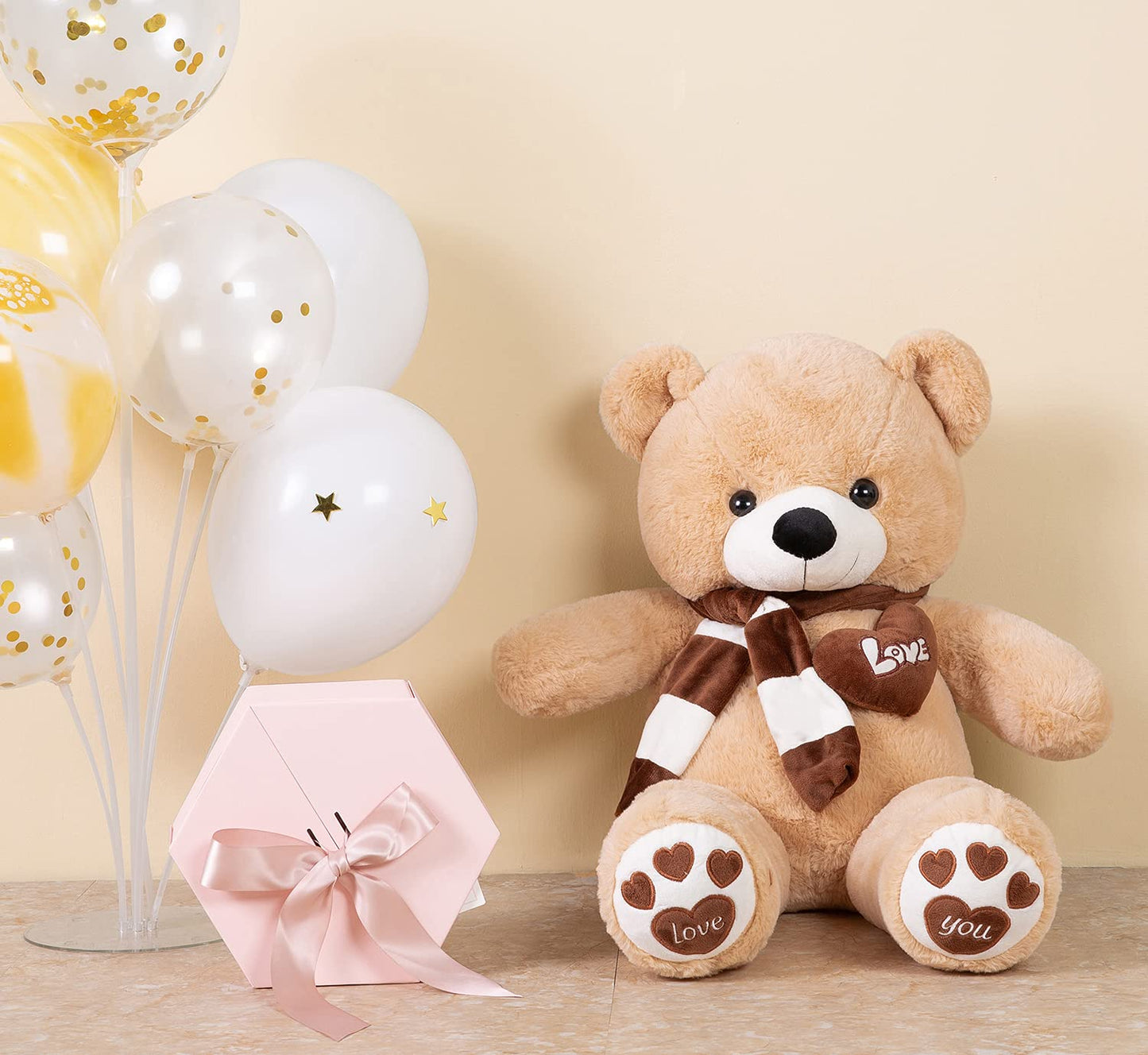 Yunnasi Big Teddy Bear Stuffed Animal Plush Teddy Bear With Scarf For Children Girls Girlfriends (31 Inches, Light Brown)