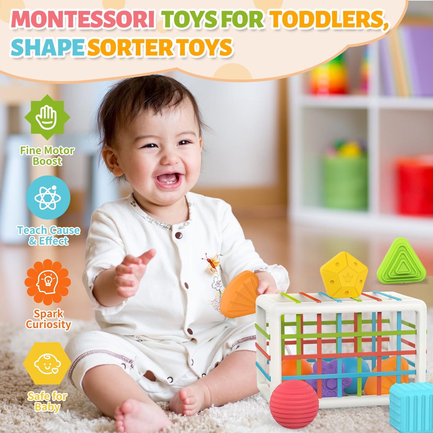 Mingkids Acrylonitrile Butadiene Styrene Baby Toys 12-18 Months,Baby Sensory Fine Motor Skills Developmental Toys,Gifts For 6 9