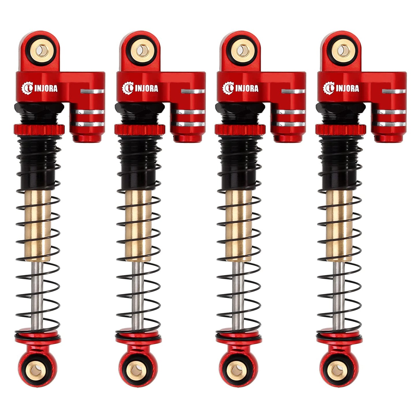 INJORA 43mm Shocks Aluminum Threaded Tele Absorber Damper Upgrades Parts Accessories for Axial SCX24 Gladiator Deadbolt C10 (Red