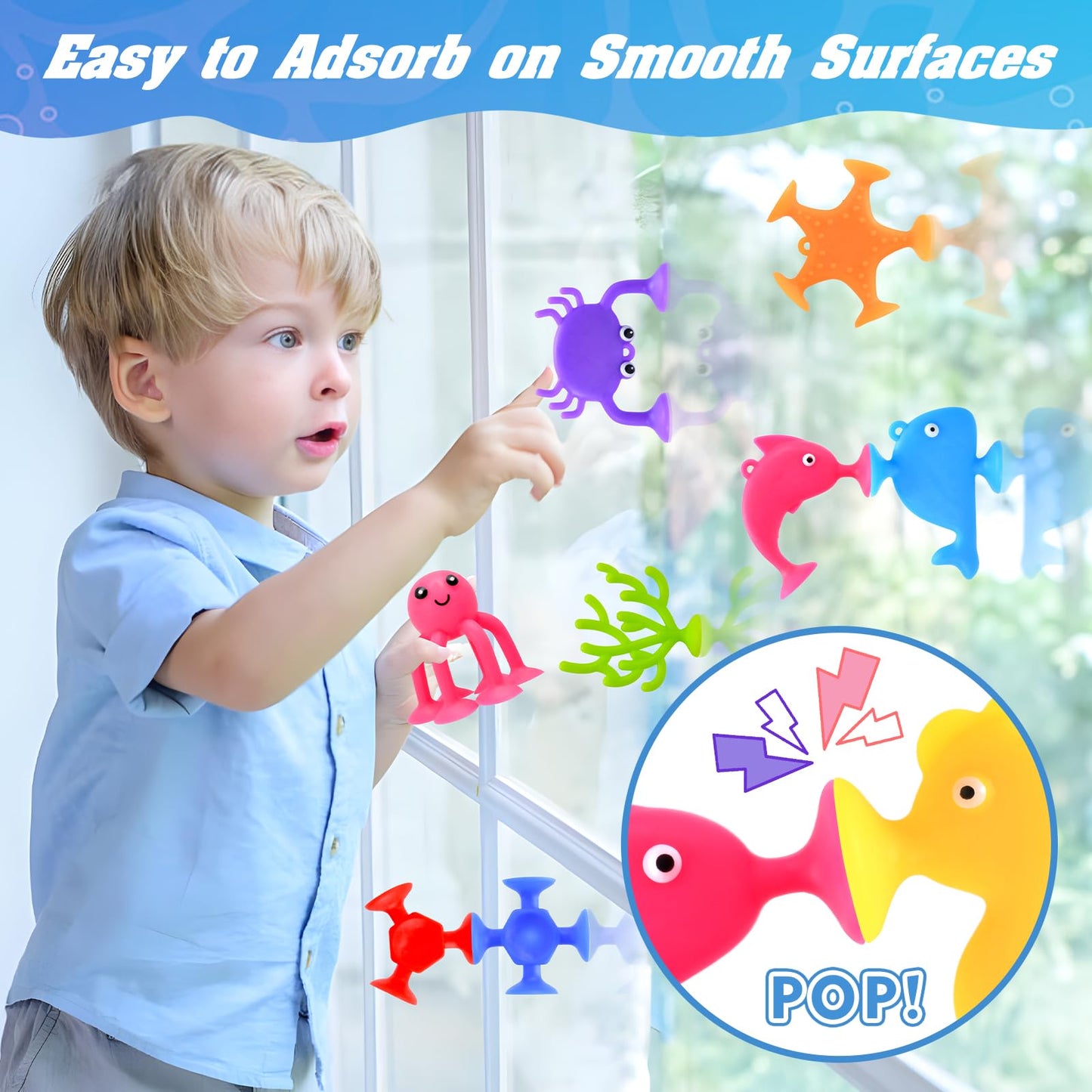 Hyszxus Bath Toys - 27 Pcs Suction Cup Toys Bathtub Toys Shower Toys For Kids Ages 4-8,Sensory Toys For 3 4 5 6 7 Year Old Boys Girls,Mold Free Bath Toys Travel Toys Window Toys Silicone Sucker Toys