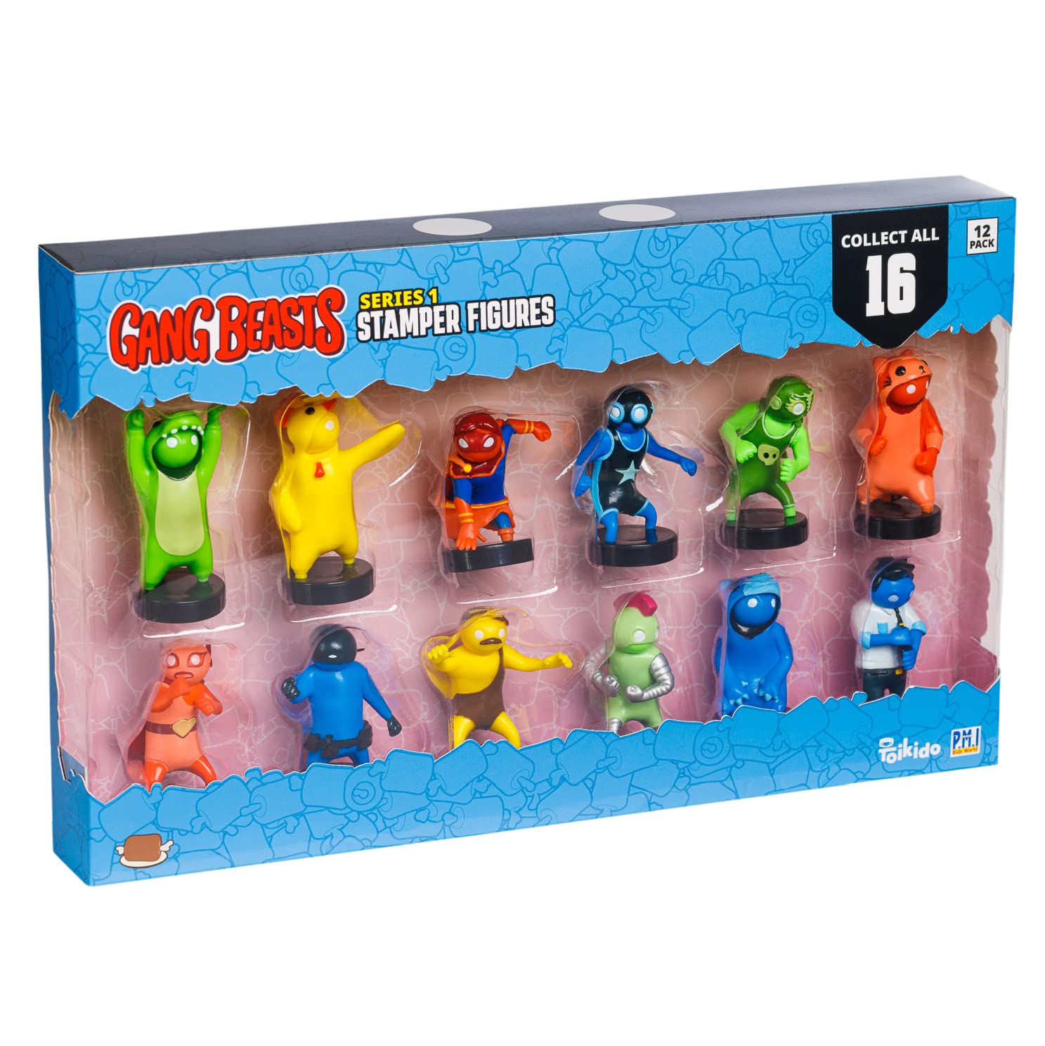 P.M.I. Gang Beasts Stampers for Kids  Mini Stamps for Kids  12 Pack Set  16 Kids Stamps to Collect  Official Gang Beasts Stamper