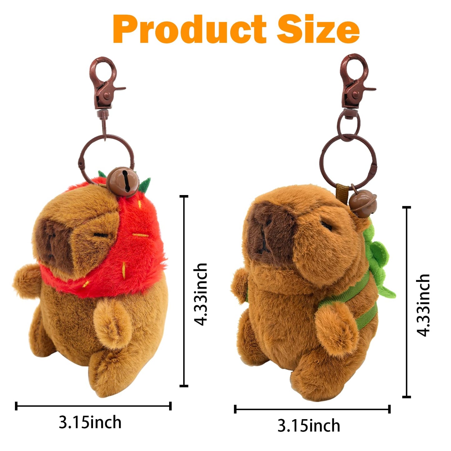 Wueuru 4 Pcs Capybara Plush Keychain Toy,Valentines Day Gift Capybara Stuffed Animals 4'' Cute Capybara Plush Toy Doll Key Chain