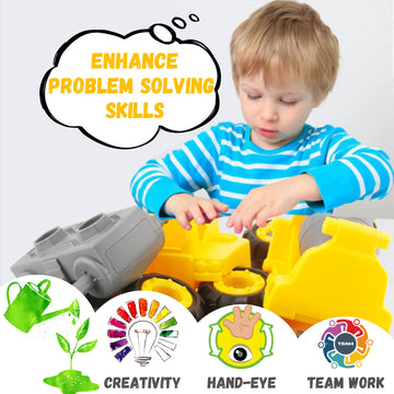 Cement Mixer Toy Truck for 3 + Years Old Kids Take Apart Toy with Screwdriver and Electric Drill Kids Construction Vehicle Toy E