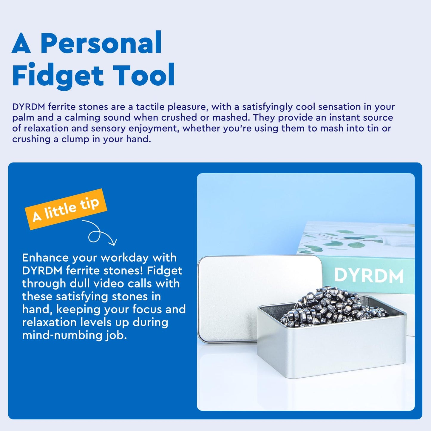 Dyrdm Fidget Ferrite Putty,Silver Over 1000 Smooth Ferrite Stones,Satisfying Irregular Ferrite Rocks, Fidget Gift Desk Toys For