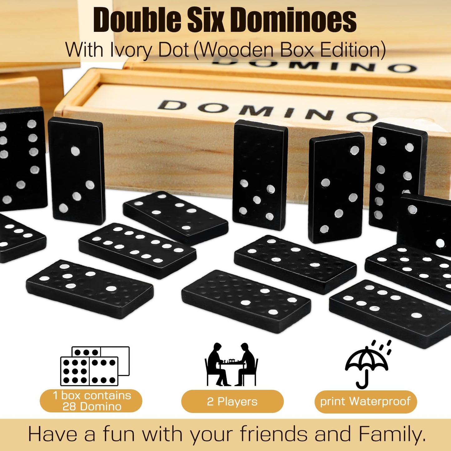 Hungdao 24 Pack Mini Dominoes Set Bulk Double 6 Dominoes Wooden Miniature Classic Board Games Party Favor Travel Box Educational Toys For Adults With Brown Wood Case