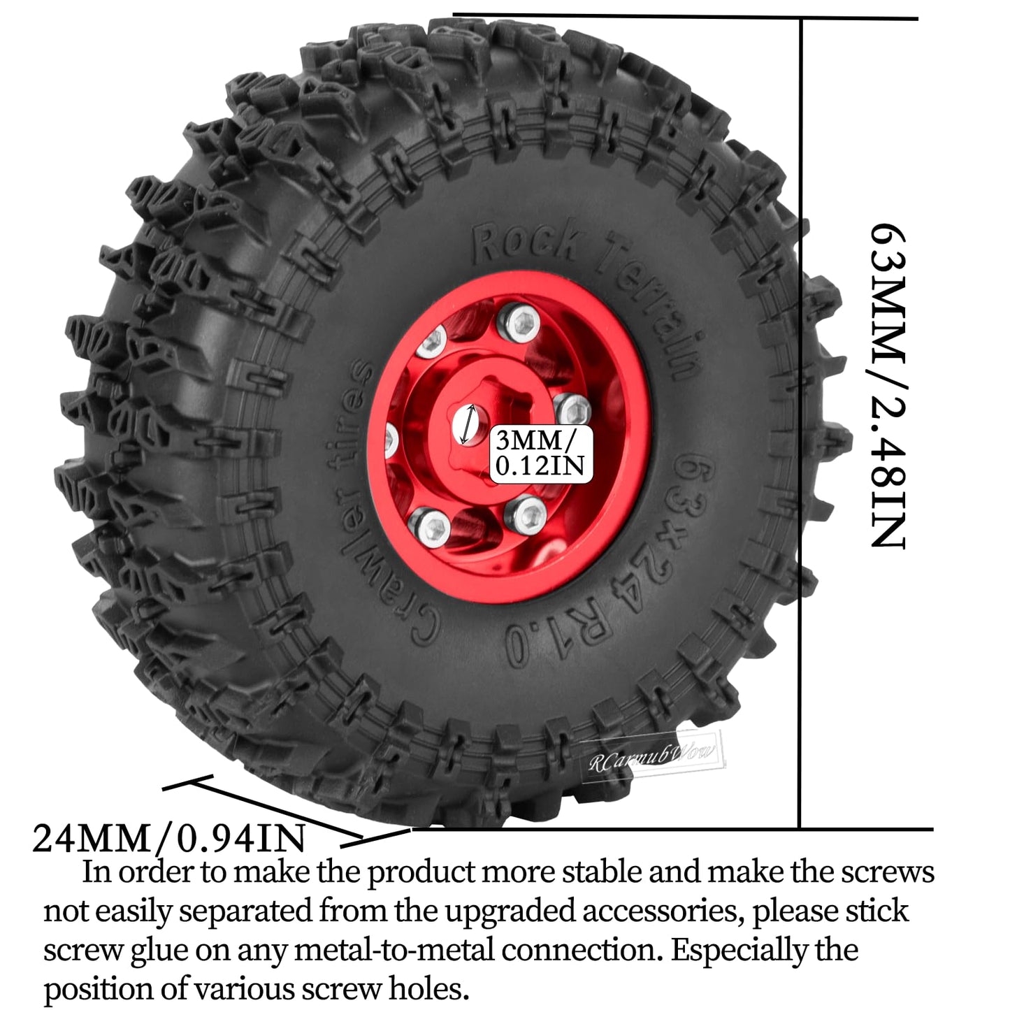 Rcarmubwow 1.0 Beadlock Wheel Tires Set For 1/24 Axai1 Scx24,1/18 Trx4M Rc Crawler Car,1.0 Beadlock Wheels 1.0 Beadlock Tires Rc