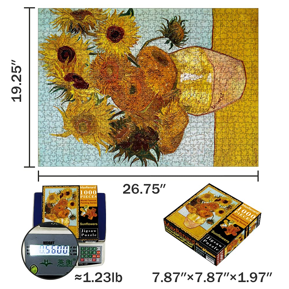 MaxRenard Game Jigsaw Puzzle 1000 Pieces and Up for mature-themed Fine Art Collection Toy Van Gogh Sunflowers