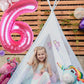 Kwuz 40 Inch Pink Number 6 Balloon with Mini Bow Balloon for Girls 6th Birthday Decorations, Pink Princess Western Cowgirl Theme