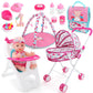 deAO Baby Doll Stroller Set With Nursery Accessories - High Chair, Play Mat, Travel Bag and Feeding Toys for Role Play, Gift for