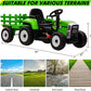Kids Ride On Tractor With Green Trailer & Remote Control, 12V Toddler Battery Powered Electric Vehicle With Slow Start 7Led Head