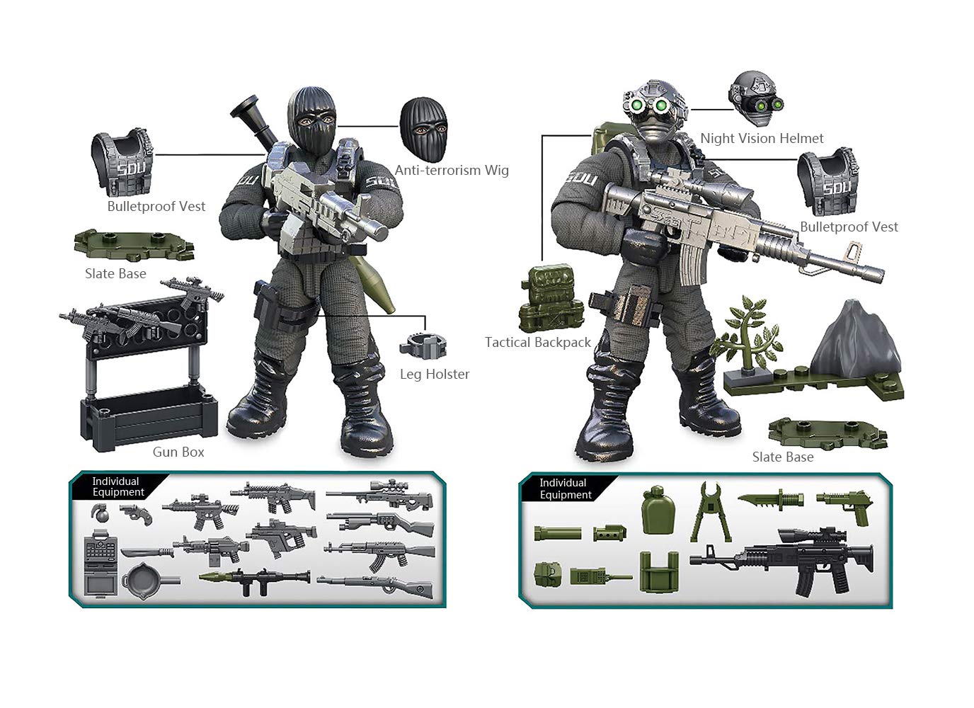 YEIBOBO ! Special Forces Mini Action Figure with Military  and Accessories (Flying Tigers Team XJ-822)