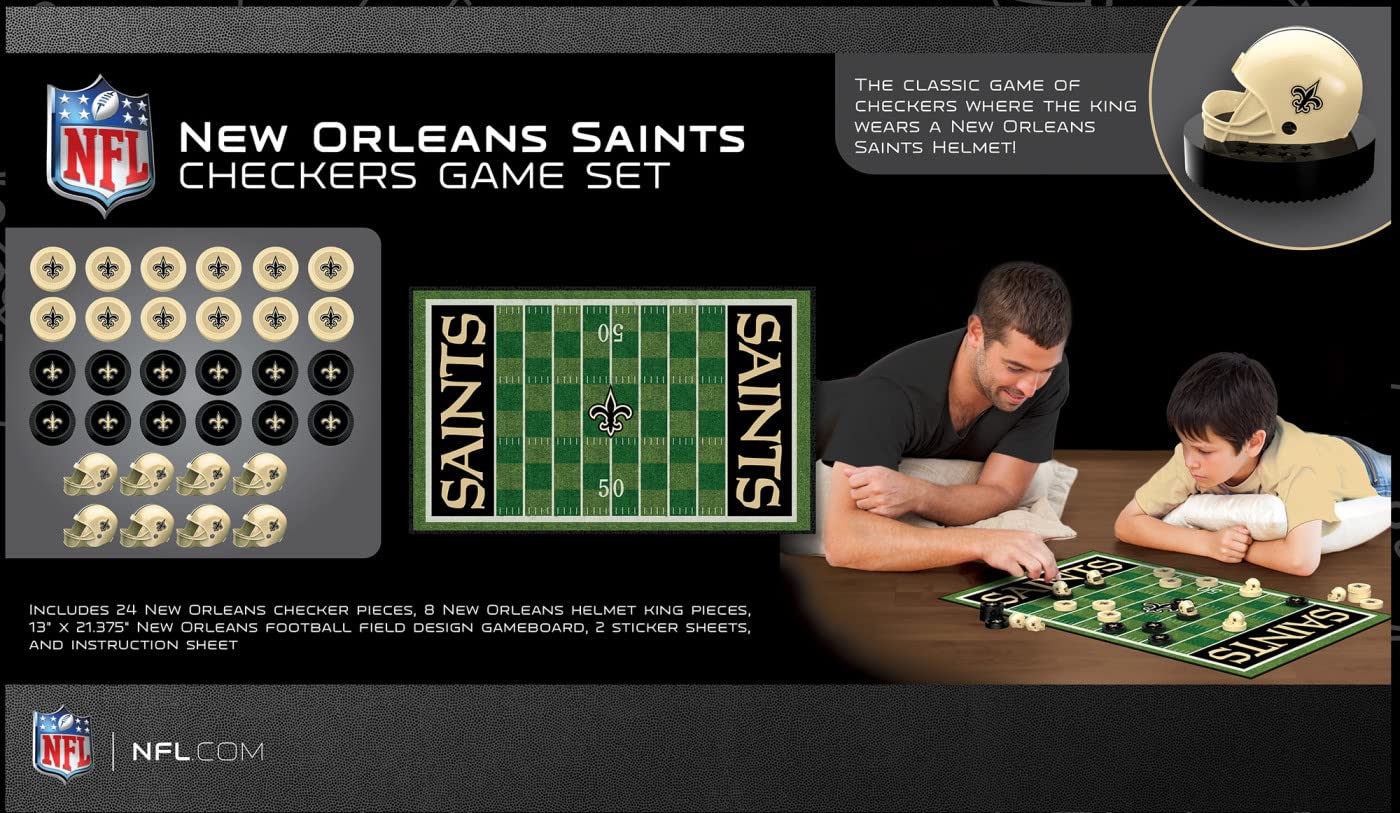 MasterPieces Family Game - NFL New Orleans Saints Checkers - Officially Licensed Board Game for Kids & Adults , 13 x 21