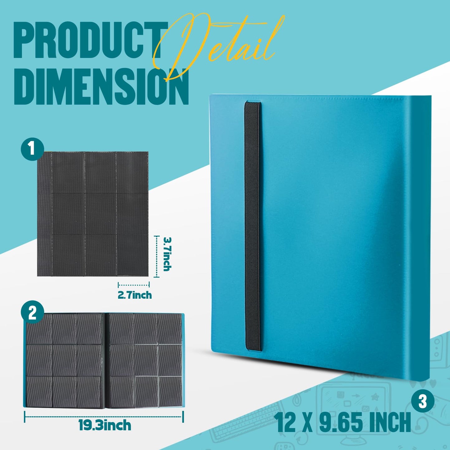 Card Binder 9-Pockets Trading Card Binder 20 Pages  360 Card Capacity Collection Binder  Card Folder for MTG  TCG  Game Cards & Sports Cards (Lake Blue)