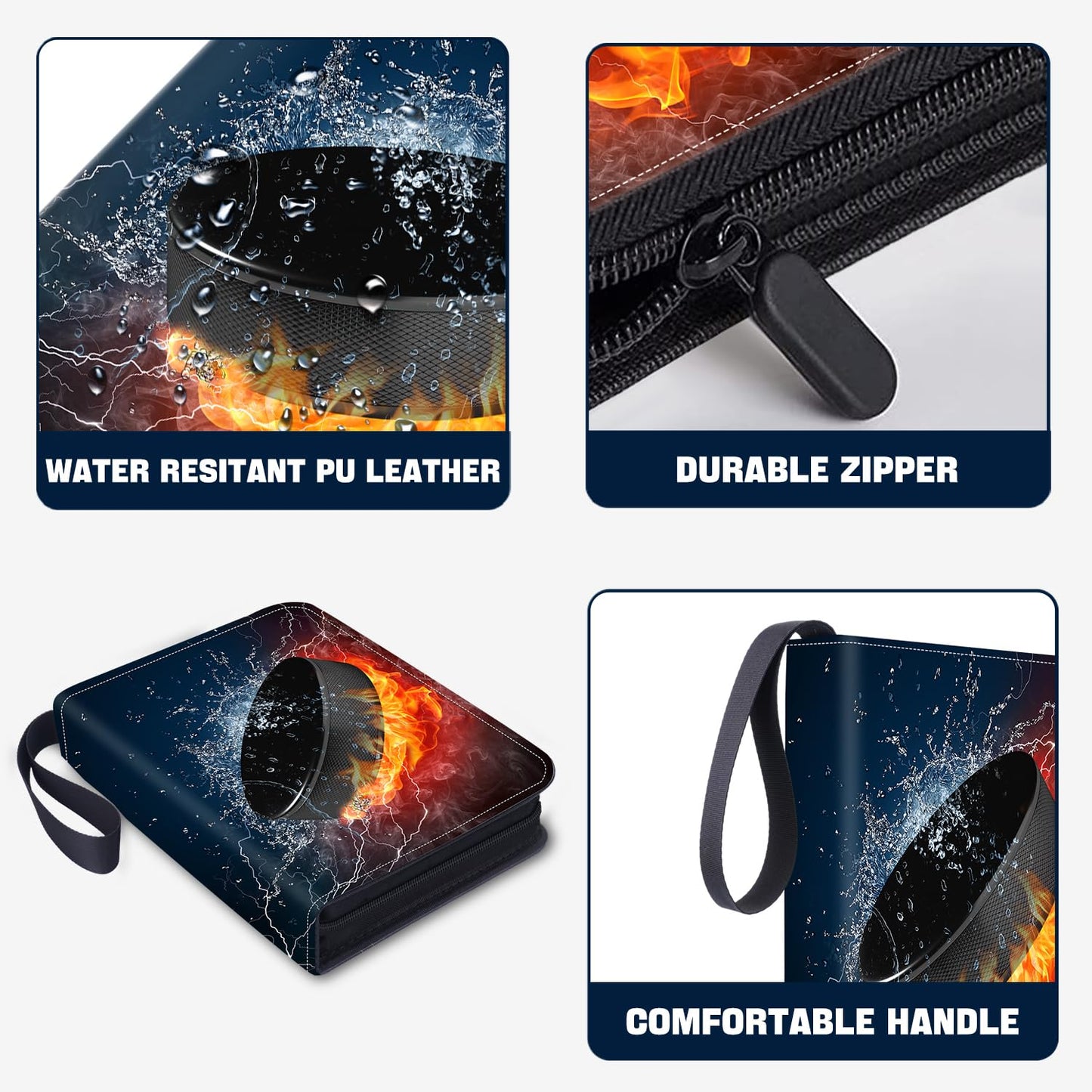 HESPLUS Hockey Card Binder  9-Pocket Cards Holder Trading Card Binder Fits 900 Cards With 50 Removable Double Sided Sleeves  Cards Album Case for Sports Game Trading Cards Display Storage Collection