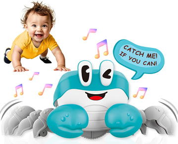 Bekilole Crawling Crab Baby Toys | Boys Gifts Interactive Fun For Tummy Time Moving Walking Running | Musical Toddler Boys Girls Birthday Gift Toys 0+ Months | Battery Not Included - Blue