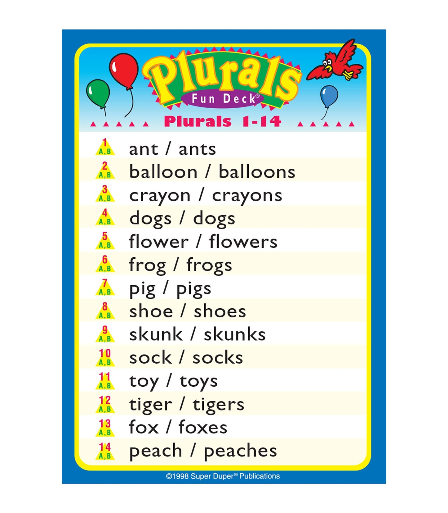 Super Duper Publications Plurals Fun Deck Flash Cards - Educational Learning Resource for Children - Medium Size