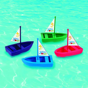 Fun Express Jesus Loves Me Toy Boats - VBS, Sunday School and Religious Toys - Vacation Bible School Supplies/Decor - 12 Pieces