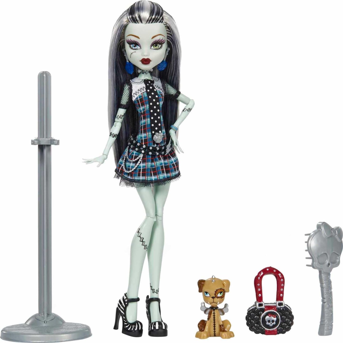 Monster High Frankie Stein Reproduction Doll Wearing Original Fashion & Shoes With Pet, Display Stand & Accessories, 10-5-Inch Collectible Toy