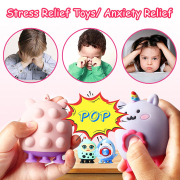 Pop Party Favors For Kids,3D Pop Animals Its Fidget Toys,Silicone Animal Suction Toys,Birthday Gifts For Boys & Girls,Goodie Bag