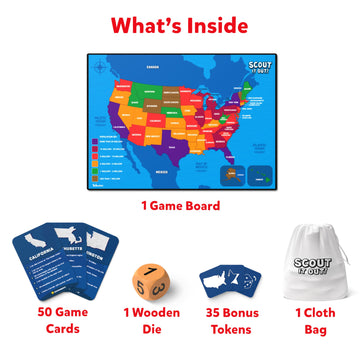 Skillmatics Board Game - Scout It Out 50 States, Guessing & Trivia Game For Families, Educational Toys, Card Games For Kids, Tee