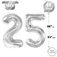 25 Balloon Number, Silver Number 25Th Birthday Balloons 40 Inch, 25 Or 52 Years Old Silver Birthday Decorations For Men Women, 2