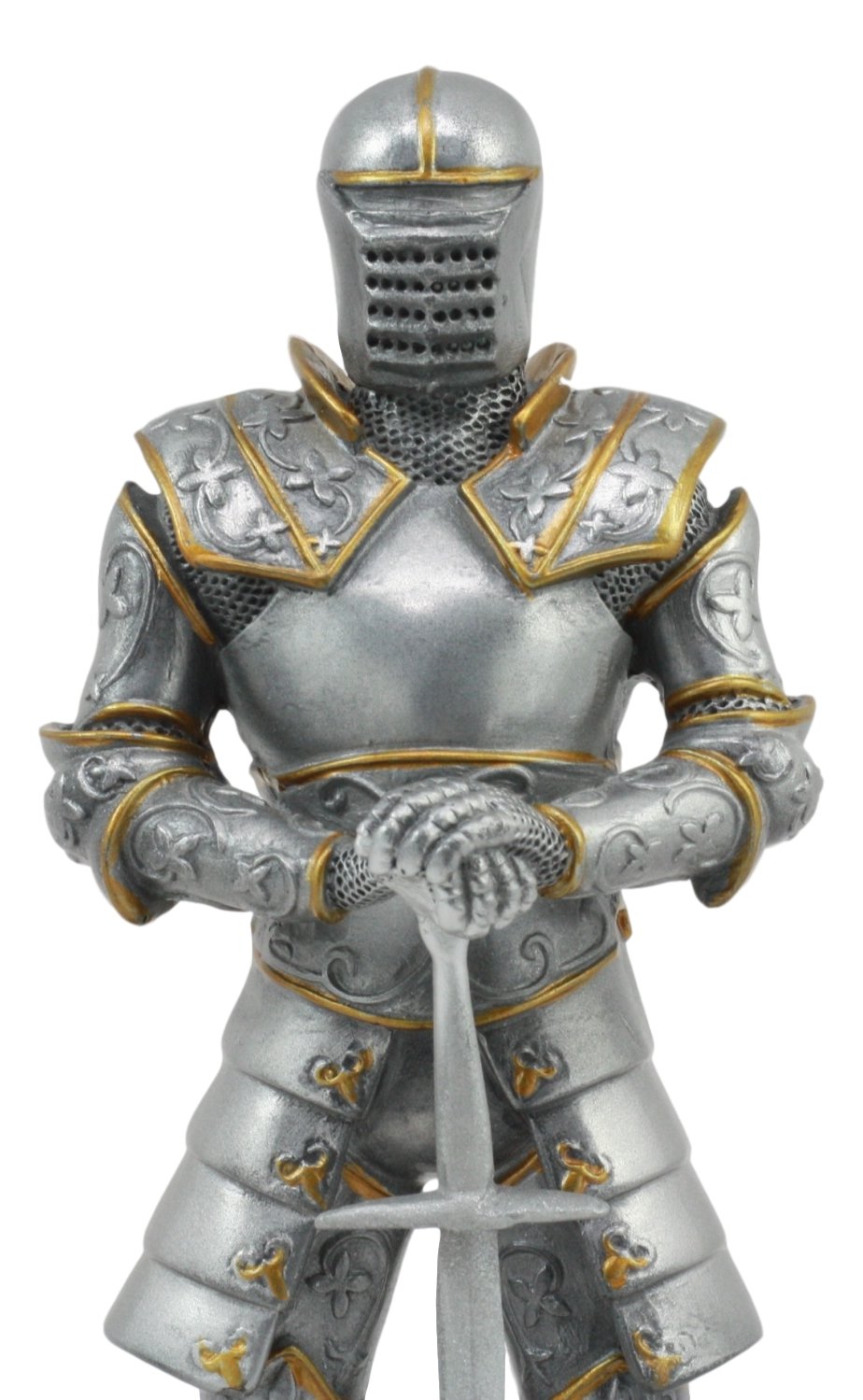 ITALIAN MEDIEVAL KNIGHT LONG SWORSMAN STATUE 9H FIGURINE ROYAL SUIT OF protective covering