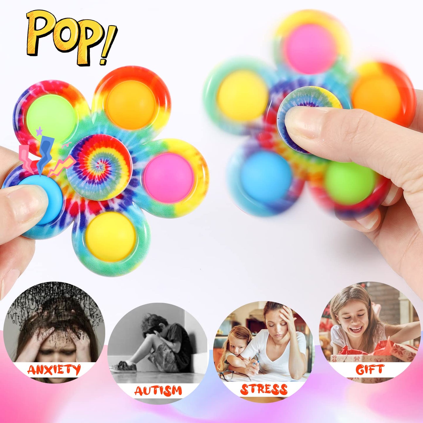 Gigilli 24 Pack Party Favors Fidget Spinners For Kids 4-8 8-12, Easter Basket Goodie Bags Stuffers For Kids 3-5, Egg Fillers Pop Mini Fidget Toys Bulk Classroom Prizes, Toddler Birthday Party Gifts