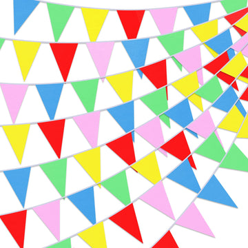 Chengu 20 Sets 1640Ft 1000 Pcs Colorful Pennants Banner Flag Bulk Multicolor Banners Carnival Decorations Grand Opening Decorations Nylon Triangle Flag Banner For Party Shops(Colorful)