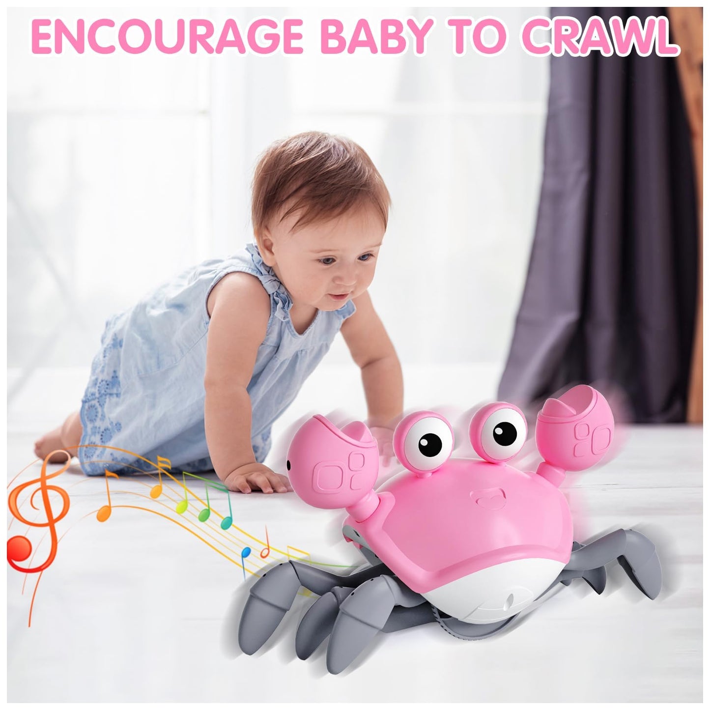 Baby Girl Toys Toddler Gifts: Tummy Time Crawling Crab Baby Toys 6 7 8 9 10 11 12 6-12 9-12 12-18 Months Infant Toddlers Age 1-2 Montessori Musical Toys 1 2 3 Year Old Girls 1St First Birthday Gift