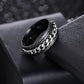 Udolfly Mens Fidget Rings Anxiety Rings For Men Womens Chain Spinner Rings For Adults Titanium Steel Ring Black Silver Size 12