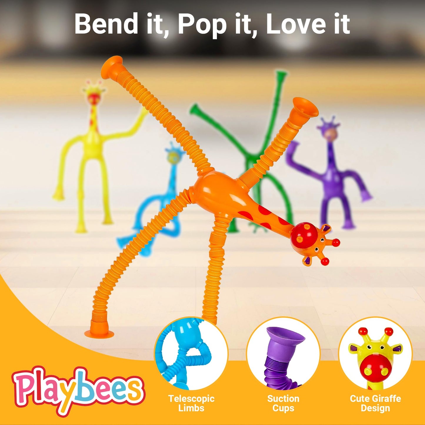 Telescopic Suction Cup Giraffe Toys For Toddler Restaurant Dinner Table Activities, Stretchy Animal Pop Tubes, Telescopic Sensor