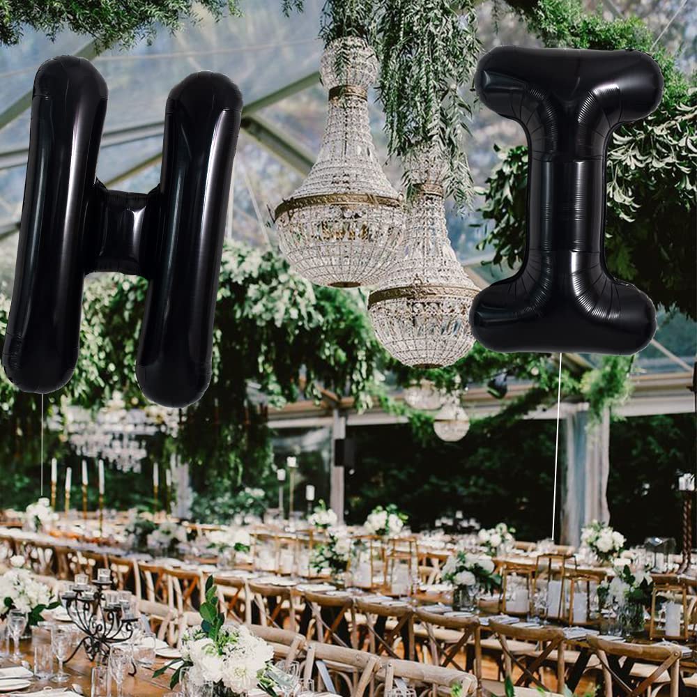 Toniful 40 Inch Large Black H Letter Balloons Jumbo Helium Balloons,Foil Mylar Big Alphabet Balloons For Birthday Party Annivers