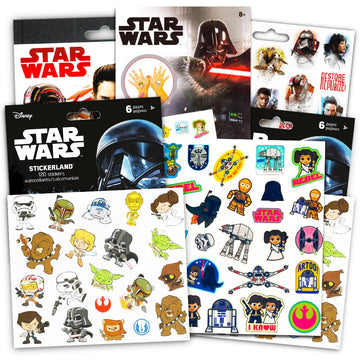 Star Wars Stickers Party Favors ~ Set of 2 Sticker Packs ~ Bundle Includes 18 Sheets Over 350 Stickers Plus Star Wars Tattoos -D