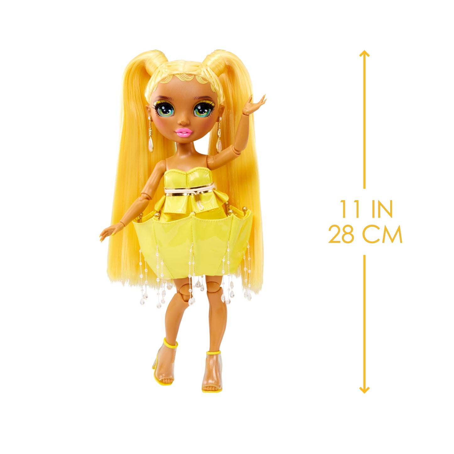 Rainbow High 11” Fashion Doll Sunny Madison – Yellow, Plastic, 2 Outfits & Accessories, Great Gift for Kids 4-12 Years Old