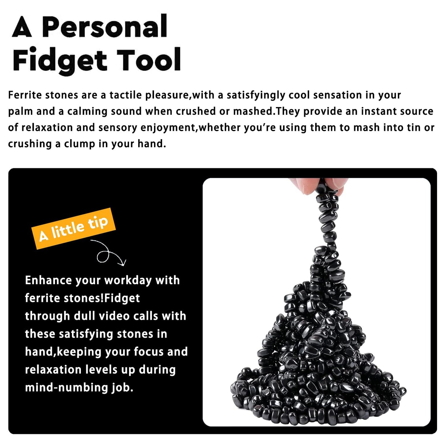 Luckyrao Ferrite Putty,Black Over 500 Weak Magnetic Ferrite Stones, Satisfying Magnet Rocks Desk Toys for Office and Fidget Toys