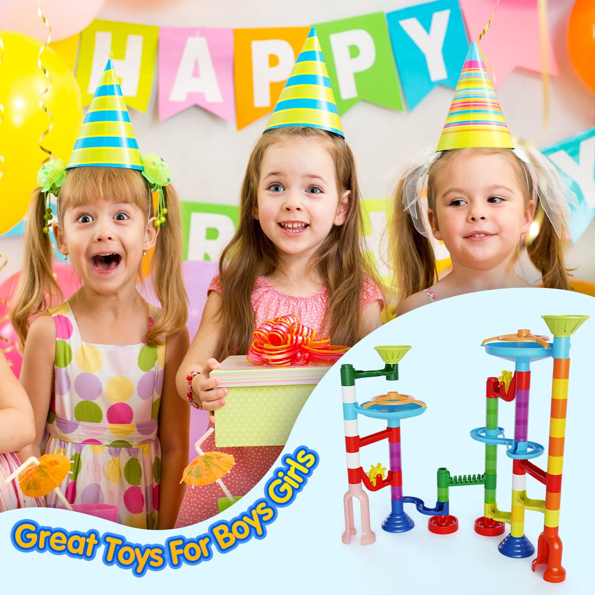 Ifollower Marble Run, 110Pcs Marble Maze Game Construction Building Toys For Kids, Marble Track Race Set Stem Learning Toys Gift For Boys Girls 3 4 5 6 7 8 9 10+, 8105