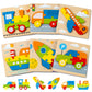 Wooden Vehicle Puzzles Toy Gift For 1, 2, 3 Years Old Boys Girls, Toddler Best Birthday Gift With 6 Vehicle Baby Montessori Colo
