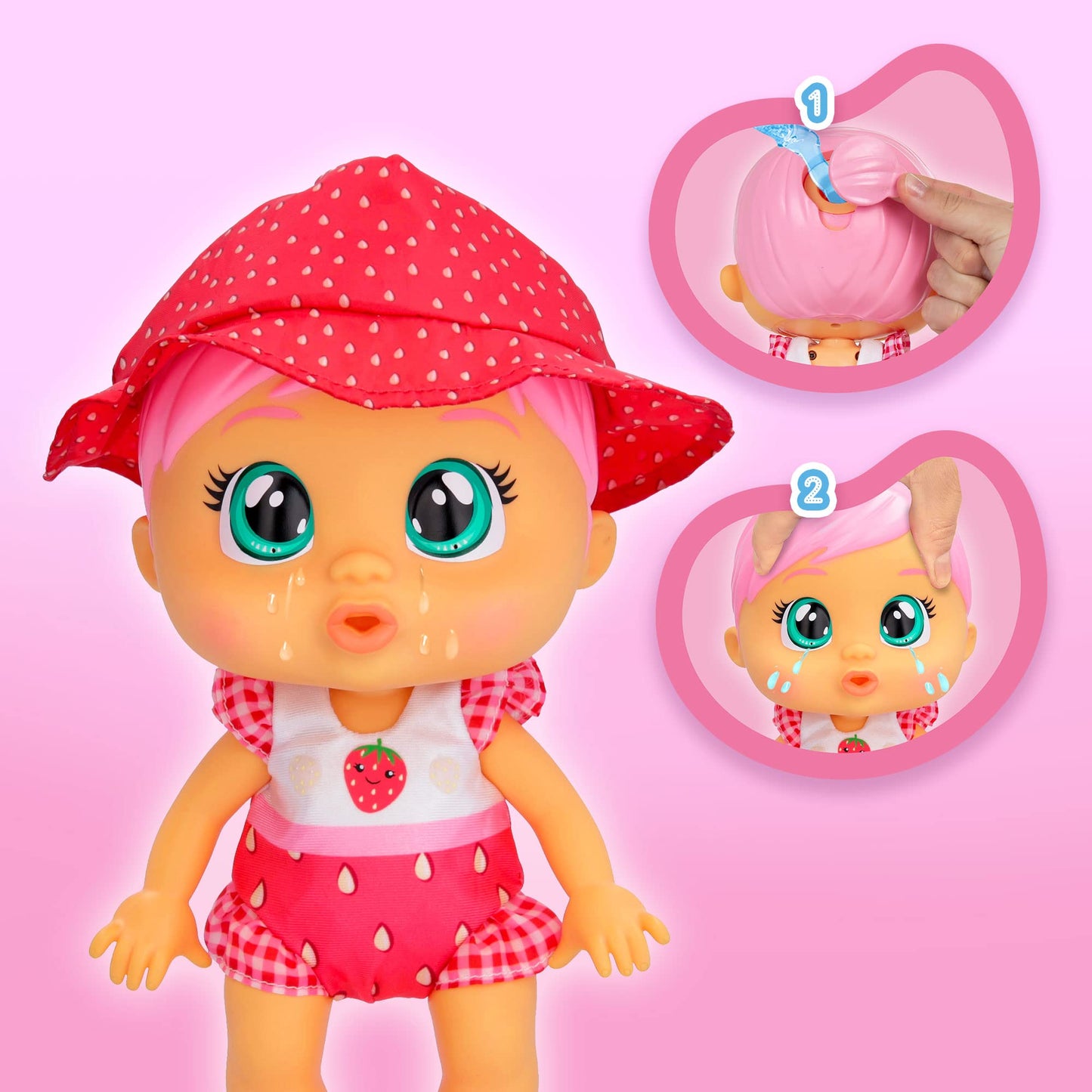 Cry Babies Fun N' Sun Ella 10' Baby Doll With A Strawberry Themed Swimsuit Plus 6 Accessories - Ages 18+ Months