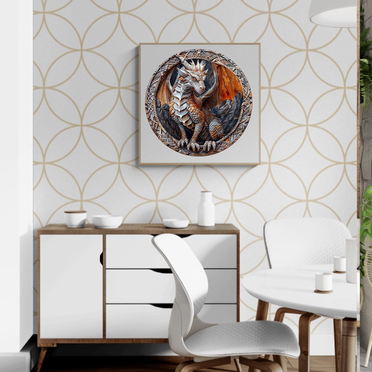 WOODBESTS Wooden Puzzles for mature-themeds (300 Piece  L  13.4x13.4) Guardian Dragon Wood Puzzles mature-themed  Wooden Jigsaw Puzzles Unique Shape  Birthday Gifts for mature-themeds Family Game