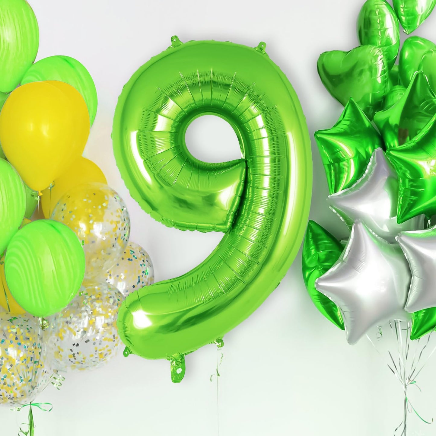 Green Number 9 Balloon 40 Inch, Big Large Foil Helium Number Balloons, Jumbo Giant Mylar Number 9 Balloons For 9 Year Old Birthd