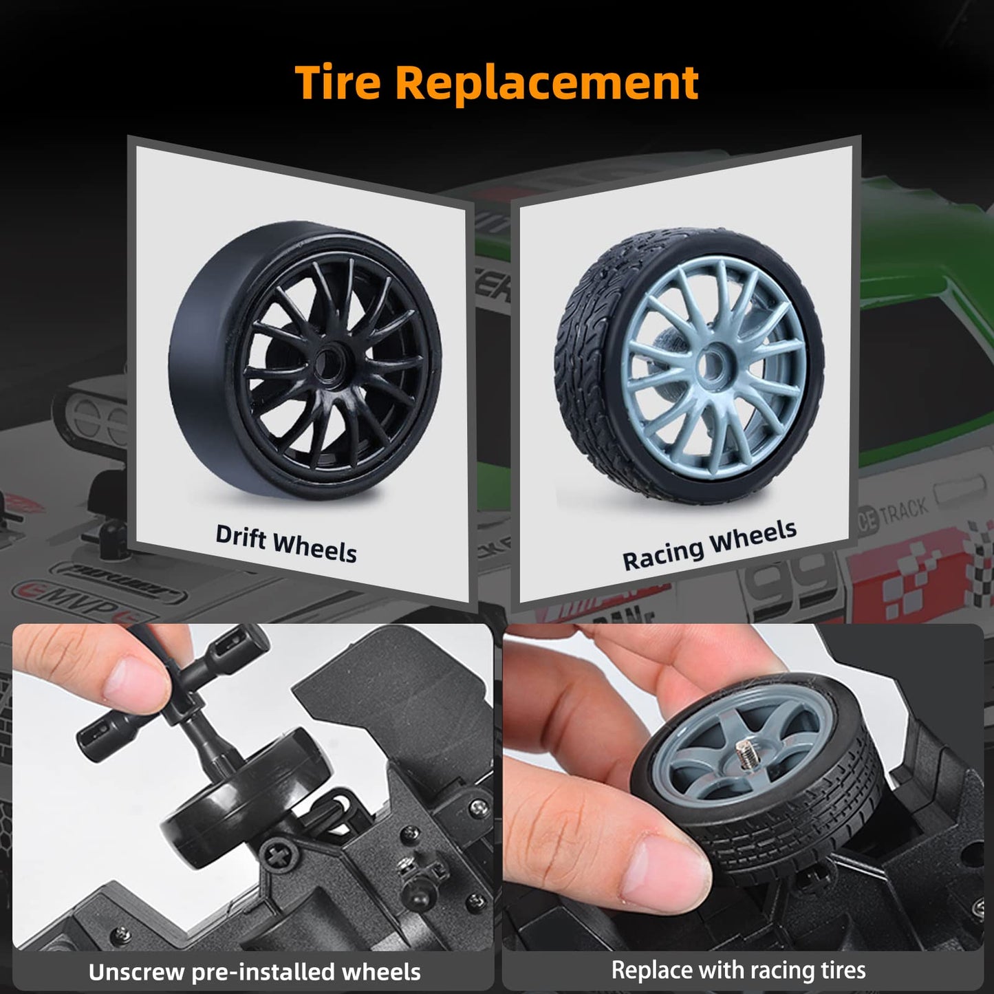 Sakeye RC Drift Car Remote Control Car, 1/16 2.4GHz 4WD Remote Control Drift Car Drifting RC Car with LED Lights Rechargeable Ba
